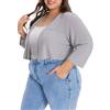 Gosunny - Giacca da donna, taglia plus, in maglia, stile bolero, corta, con scollatura frontale, 2026, grigio, 4XL