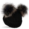 styleBREAKER Berretto Bimbi in Maglia con 2 PON PON e Interno in Pile | Berretto a coste con fodera termica isolante, 2-5 anni. Circonferenza 20 cm (estensibile 48-54 cm).