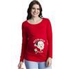 M.M.C. Best Mom Ever - Simpatica graziosa T-Shirt Premaman Manica Lunga per la Gravidanza (Rosso, Medium)