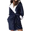 MODSGUE Accappatoio da donna con cappuccio in pile, leggero, morbido, corto, in flanella, con cappuccio, per la sauna, per l'inverno