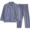 Generico Pigiama Aperto Davanti Uomo Caldo Lungo Pigiami 2 Pezzi Morbido Eleganti Cotone Manica Lunga Tuta da Casa per Casual Top E Pantaloni Lunghi Homewear