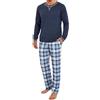 Litherday Pigiama da Uomo Pigiama Invernale da Uomo Pigiama Lungo da Uomo Pigiama in Cotone da Uomo Pigiama a Maniche Lunghe da Uomo Pigiama da Uomo con Coulisse e Tasche 2 Pezzi, S-XXL