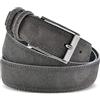 La Bottega del Calzolaio Cintura Uomo Pelle Scamosciata 3,5 cm, Cintura Unisex in Vero Camoscio con Interno in Cuoio, Artigianale Made in Italy, Fibbia in Metallo Argentato, Astuccio Regalo