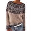 Generic Fairisle Maglione da donna vintage Fair Isle maglione lavorato a maglia casual allentato plus size maglieria inverno caldo vacanze maglioni elegante manica lunga pullover top, cachi, S