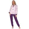 Normann Pigiama lungo da donna con polsini dall'aspetto elegante, anche in taglie forti, Colore: rosa., 56-58
