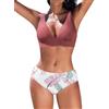Nadeer Costume da Bagno Donna Scollo a V Triangolo Due Pezzi Push Up Bikini Set Imbottito Reggiseno Sexy Costumi da Mare Spiaggia Beachwear Swimwear