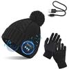 TAGVO Bluetooth V5.0 Beanie con Guanti Touchscreen Set, Inverno Caldo Lavorato a Maglia Senza Fili Bluetooth Cuffia Musica Cappello per Corsa Sci Escursionismo, Regalo di Natale