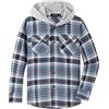 Spring&Gege Camicia a maniche lunghe da ragazzo con cappuccio a quadretti Button-Down in flanella per bambini, Blu, 11-12 Anni