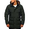 ZDJSWJ Mantello invernale lungo con cappuccio da uomo Parka con cappuccio imbottito antivento Parka trapuntato in cotone, giacca pesante, Verde militare, XXXL