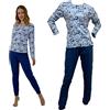 Il Granchio Pigiama Donna Invernale, Pigiama Donna Caldo Cotone (6007 Azzurro, L)