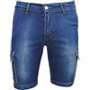 Evoga Jeans Corti Pantaloni Uomo Denim Blu Shorts Bermuda con tasconi Laterali (48, Blu Scuro)