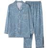 KBOPLEMQ Pigiama da uomo lungo in cotone, set a quadretti in due pezzi, biancheria da notte a righe, camicie con tasche e pantaloni da sonno, oversize, tuta da casa, tuta sportiva da allenamento, O