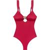 YAMAMAY - Costume da Bagno Intero Senza Ferretto, con Imbottitura Removibile, Donna, Ilehia, Rosso Geranio, monocromo