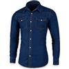 SEVEN EAGLE Camicia Denim da Uomo a Maniche Lunghe con Doppia Tasca con Bottoni Automatici (M, Indigo)
