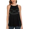 STARBILD Top da donna con canottiera da reggiseno, camicia basic, scollo a U, comoda da donna, maglietta lunga estiva, A0005 Nero, XXL