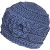 Pachamama Berretto da donna in lana lavorato a maglia a maglia con fiore, taglia unica, fatto a mano, extra caldo, commercio equo e solidale, Jeans, Taglia unica