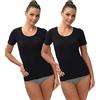 e.Femme® Confezione da 2 Canottiere da Donna a Maniche Corte Luiza 15571 in Cotone e Modal/Tencel, 2 x Nero, 58-60
