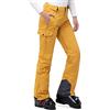 33,000ft Pantaloni da sci da donna, impermeabili, antivento, in softshell, con calda imbottitura, per escursionismo, giallo senape, L