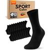 sockenkauf24 10 Paia Calze Sportive Uomo Calzini Tennis Spugna Rinforzati Crew Socks Nero 47-50