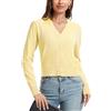 BERESIA Cardigan da Donna con Scollo a V Golfino a Maniche Lunghe Maglione Corto Lavorato a Maglia Elegante, Giallo Chiaro, XXL