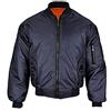 JACK NORTH MA-1 Giacca Bomber da Uomo Giacca da Pilota - Chiusura con Zip Completa e Due Tasche Frontali - Materiale in Poliestere con Polsini e Orlo a Costine, blu navy, XL