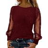 Qzeanxy Sottogiacca Donna Elegante - Estive Viola Top Casual Leggero Bluse Particolari Brillantinato Pizzo Comodo Rosso Tailleur Leopardato Glitter Camicetta Camicia