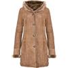 Infinity Leather Cappotto da Giacca da Donna in Pelle di Montone Scamosciato Merino Marrone Chiaro con Cappuccio S