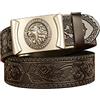 WRJAHCG Cintura Uomo, Cintura da Uomo Con Fibbia a Testa Di Leone, Jeans Alla Moda, Cintura Vintage Intagliata Decorativa