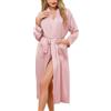 Sopesil Accappatoio da Donna Vestaglia Sposa Camicione Lungo Donna con Scollo a V Vestaglia Ampie con Cintura e Tasche Rosa chiaro S