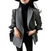Generic Blazer da Donna Blazer da Donna in Tweed A Spina di Pesce Aperto sul Davanti Casual da Lavoro da Ufficio Elegante Trench in Misto Lana A Due Bottoni Cappotto Invernale Cappotto Antivento Grigio L
