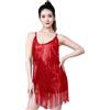 Generisch Abito da donna anni '20 - Mini abito sexy senza maniche in stile gatsby, con paillettes, abito da ballo latino., O rosso., L