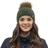 Vivisence cappello in maglia con pompon, acrilico, berretto inverno donna | Fodera in pile calda, Pompon sintetico stiloso, Maglia elasticizzata aderente, Bordo risvoltato pratico