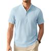Enlision Camicia Lino Uomo Manica Corta Camicie Estive Uomo Collo Coreana Elegante Casual Spiaggia Ampia Maglietta Lino con Bottoni Henley Shirt