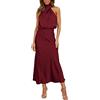 Cocila Donna Elegante Paillettes Vestito Lungo Abito da Donna in Raso Lungo Formale Estivo con Scollo a Lupetto Senza Maniche con Spacco Laterale e Maxi Abiti a Canotta Abito Lungo Sfumato