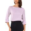 Allegra K Donna Blusa Elegante Scollo a Barca Maniche 3/4 Raso Top Lavoro