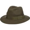 Borsalino Cappello in Lana Piemonte Traveller Donna/Uomo - Made Italy di Feltro con Nastro Grosgrain, Grosgrain Autunno/Inverno Inverno - 57 cm Oliva Scuro