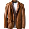 Sunnyuk Giacca Pelle Lunga Uomo, Vintage Elegante Cappotto in Ecopelle, Primaverile Nero Borchie Casuale Maniche Lunghe Giubbotto in Pelle, Invernale Marrone Aderente Impermeabile alla Moda Giubbino