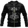 JJLLAZAD Felpa con Cappuccio da Uomo Viking Pullover Maglione Allentato Casual Stampato in 3D Nordico Mjölnir Giacca Autunnale Harajuku A Maniche Lunghe con Tasche Grandi,Zipper Jacket,5XL