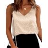 Mawor Camicetta da Donna Estiva 2026, Stile Seta Raso, con Scollo a V, Senza Maniche, Elegante, con Stampa Leopardata, Champagne, Taglia XXXL