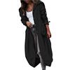 LOIJMK Trench - Giacca a vento da donna, lunga, taglia grande, leggera, colore nero, con tasche, stile steampunk, giacca con cappuccio, giacca autunnale Y2k, elegante e alla moda, casual