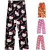 puandwu Pigiama da donna, per Halloween, pigiama, pantaloni lunghi in flanella, pigiama, morbido kawaii, pigiama, pantaloni anime, comodi da dormire, casual, per autunno e inverno