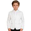Freebily Blazer Bambini e Ragazzi Giacca Elegante Maniche Lunghe Slim Fit Tuxedo Smoking Jacket Capotto Gentiluomo Capispalla Abito da Festa di Nozze Cerimonia Nuziale Bianco 5-6 Anni