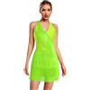 inhzoy Abito da Ballo Latino Americano Tango Donna con Nappe Strass Vestito Danza Classica Moderna con Frange Body Ginnastica Costume Danza Samba Rumba Salsa Dancewear Giallo S