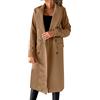 Mymyguoe Cappotto invernale lungo da donna, trench doppiopetto, elegante giacca invernale, tinta unita, per le mezze stagioni, con collo a risvolto, per il tempo libero, antivento, in tweed, 001 kaki