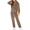 Duohropke - Jumpsuit da donna invernale caldo, in pile, per adulti, in fleece, tuta intera, in pile di peluche, termico, con fodera, tuta da notte in un pezzo, 1 kaki., S