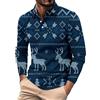 Generic Camicie di Natale da uomo con stampa albero di Natale a maniche lunghe top con colletto rialzato bottone polo da uomo magliette casual alla moda magliette grafiche Babbo Natale autunno inverno abiti