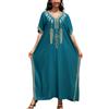YouKD - Abito floreale ricamato ampio caftano bohémien da spiaggia, copricostume bikini, vestito plus size da spiaggia per donne