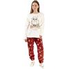 Harry Potter Pigiama da Donna a Maniche Lunghe e Gambe Lunghe di Hedwig in Pile Caldo Rosso e Crema | Design della Scuola di Magia e Stregoneria di Hogwarts | Merchandising