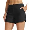 WILLIT Costume da bagno da donna Swim Board Shorts Costume da bagno Bottoms Tummy Control Bikini Pantaloncini da spiaggia 3,5 pollici con fodera, Nero , M