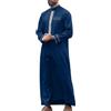 Generic Kaftan da uomo Abaya, abbigliamento islamico arabo musulmano da uomo, stampa musulmana Kaftan islamico, maniche lunghe, scollo a O, tunica retrò, abaya, kandoura sciolta, Kaftan reale di Dubai, O blu